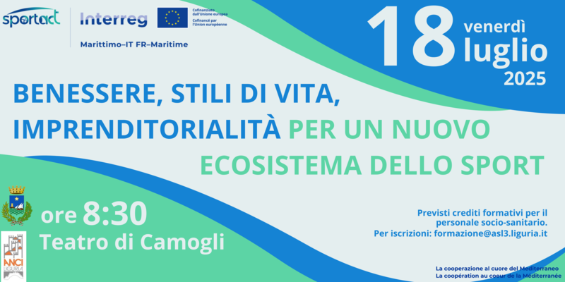 Interreg Marittimo: il 18 luglio a Camogli l'evento del progetto SPORT ACT