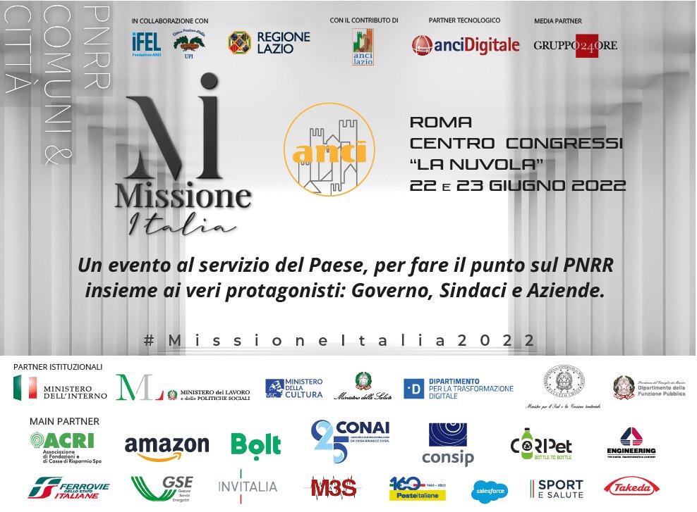 “Missione Italia”. Il 22 e 23 giugno a Roma l’evento Anci sul Pnrr dei Comuni e delle città