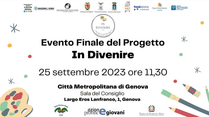 Contrasto al disagio giovanile: evento finale del progetto 'In Divenire' il 25 settembre a Genova